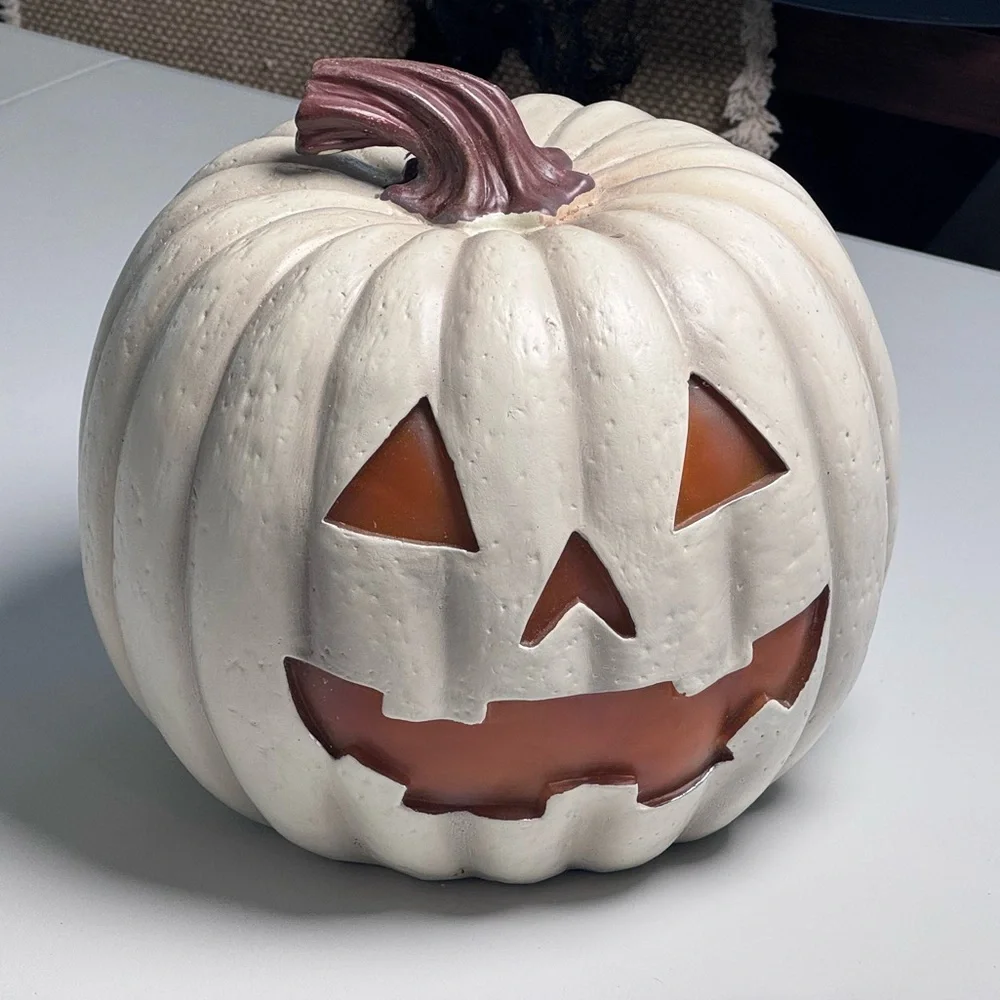 White and Yellow Halloween Pumpkin Decor